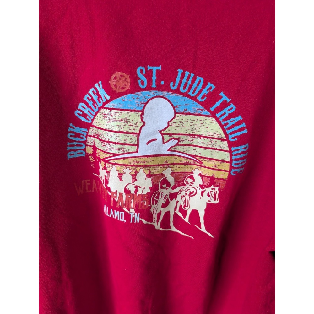 Port & Company Core Fleece Red Crewneck Sweatshirt St. Jude Trail Ride Men's XL - Picture 5 of 7